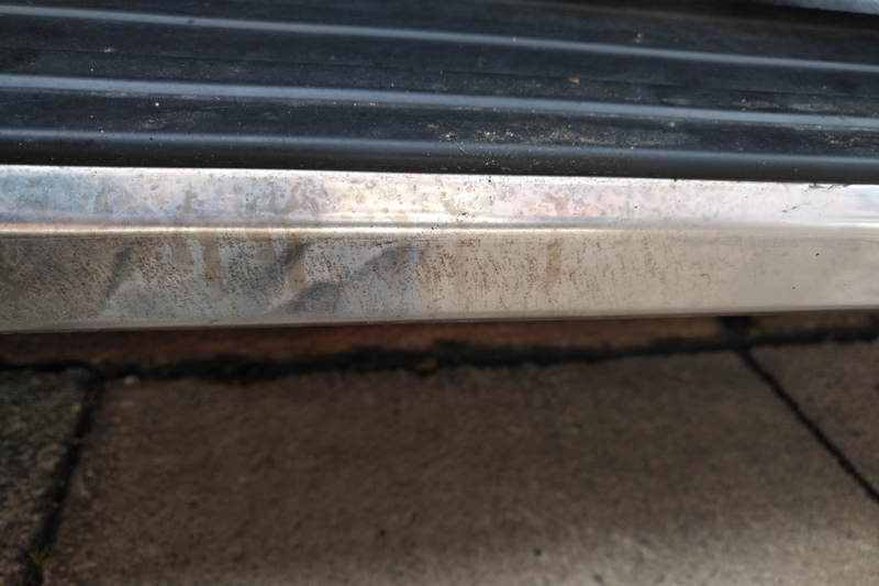 Chrome trim before polishing with Gtechniq M1 Metal Polish